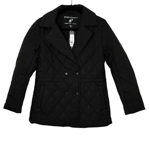 BCBGMaxAzria Women's Coat Black Quilted Double-Breasted Puffer - Picture 14 of 14